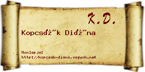 Kopcsák Diána névjegykártya