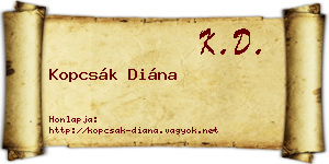 Kopcsák Diána névjegykártya
